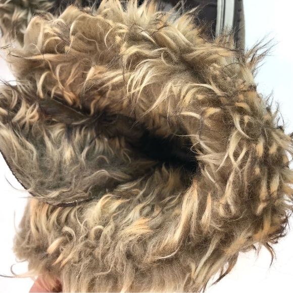 PARIS BLUES Fierce Faux Leather Faux Fur Lined Brown Lace Up Duck Boots Size 8 - Picture 7 of 15